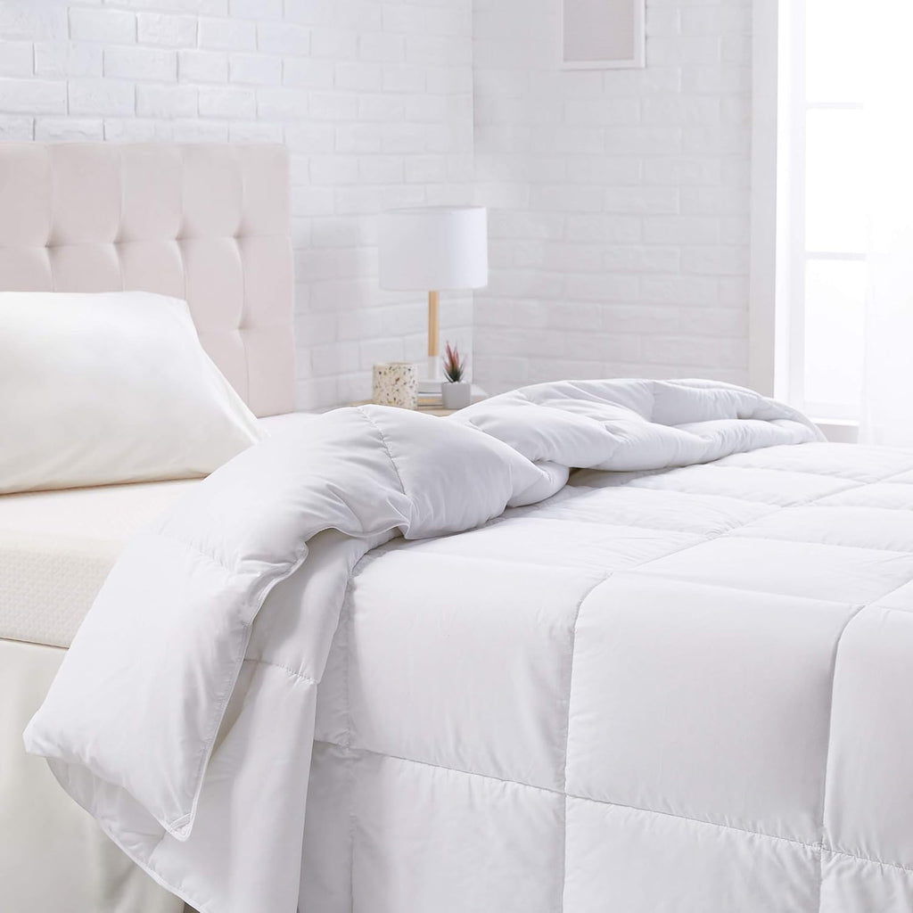 White Down Alternative Comforter and Duvet Insert with Corner Tabs, Machine Washable, Full/Queen, Light