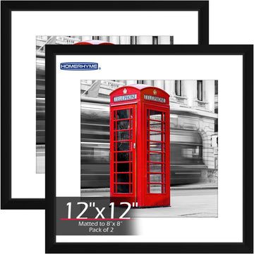 12x12 Picture Frame 2 Pack, Black Photo Frames Collage for Wall Hanging, 12 x 12 Square Wall Gallery Poster Frame
