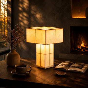 Cordless Small Table Lamp, USB-C Rechargeable Touch Dimmable Bedside Lamp with Handcrafted Fiber Shade