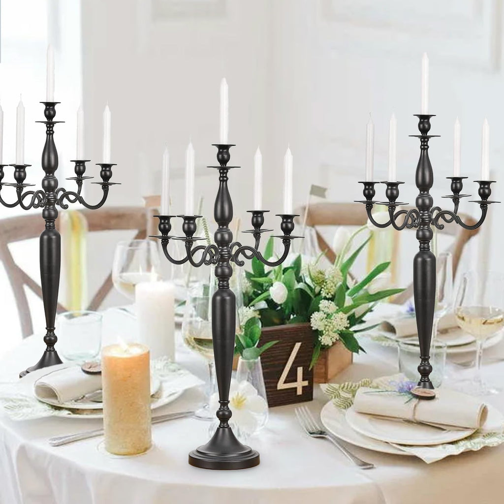 5 Arm Candelabra,28.54 inch Tall Candlestick Holders for Church Party Centerpiece for Dining Table Black Matte 0.78