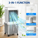 Upgraded Cooling 10 Gallon Evaporative Air Cooler, Swamp Cooler with 120° Oscillation, 7-Hour Timer, Remote Control