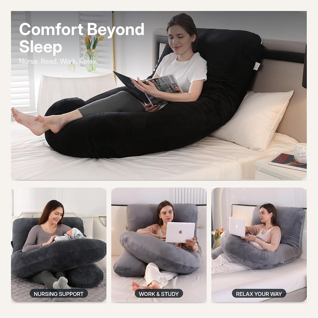 U Shape Pregnancy Pillow - Full Body Maternity Pillow for Sleeping | Side Sleeper Support for Back, Belly, Hip & Leg