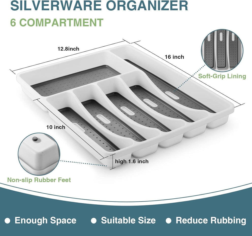 Black Silverware Set, 49-Piece Flatware Set with Drawer Organizer, Durable Stainless Steel Cutlery Set for 8