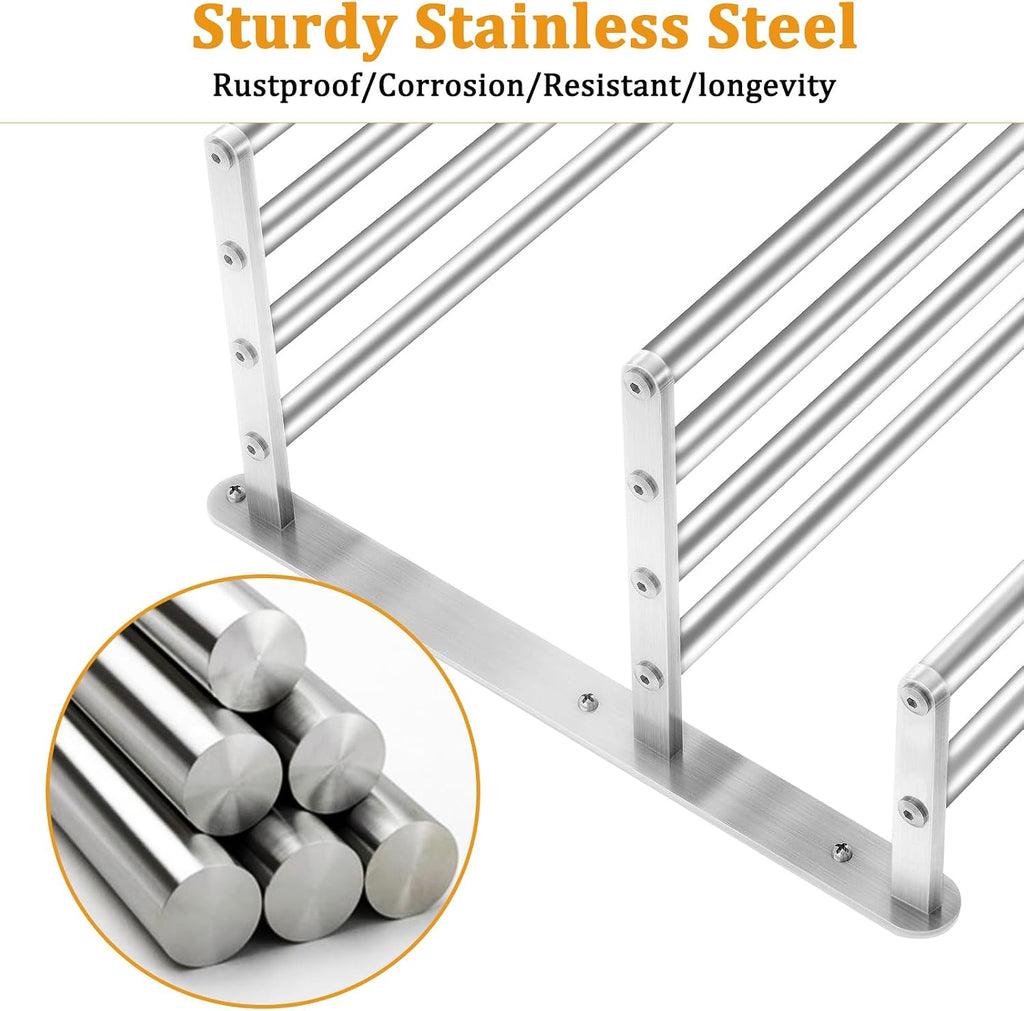 3 Tier Towel Racks Wall Mounted, 24 inch Bathroom Shelf with Towel Bar, Brushed Nickel Shelves for Towels, Stainless