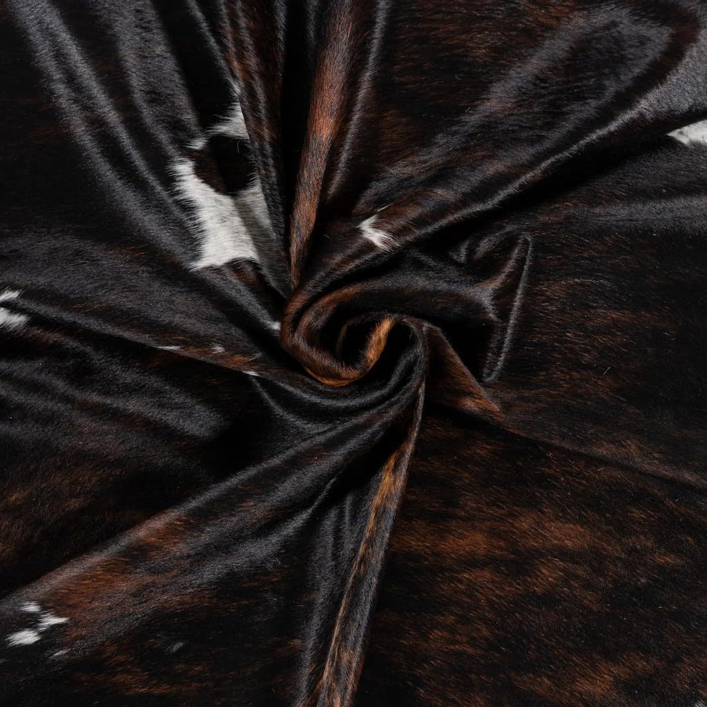 100% Genuine Brazilian Cowhide Rug - Dark Tricolor - Luxury Cowskin Leather Area Rug Décor 7 x 6 feet
