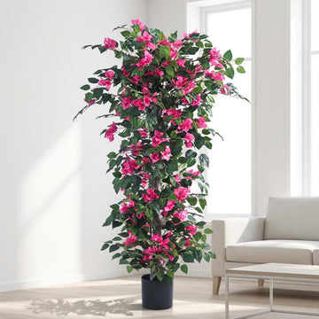 Bougainvillea Tree -5FT Faux Bougainvillea Tree with Realistic Flowers, Tall Fake Flower Tree for Indoor or Outdoor