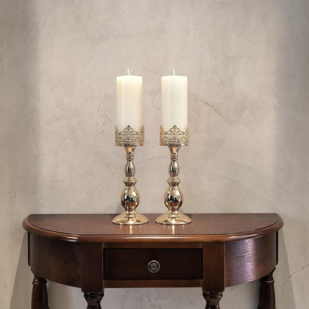 Candle Holders for Pillar Candles Gothic Gold Vintage Tall Candle Holders Set of 2 Decorative Large Table