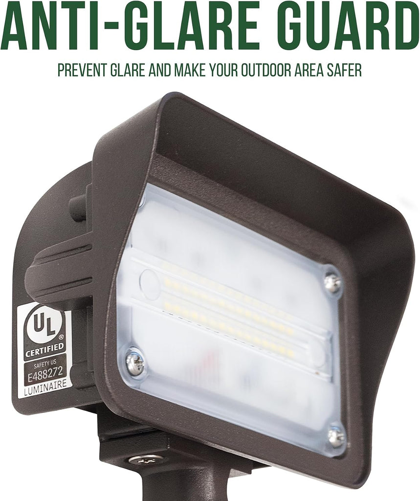 25W LED Flood Lights Outdoor, Dusk to Dawn Security Light, with Anti-Glare Guard, 120V 5000K 2750LM Waterproof