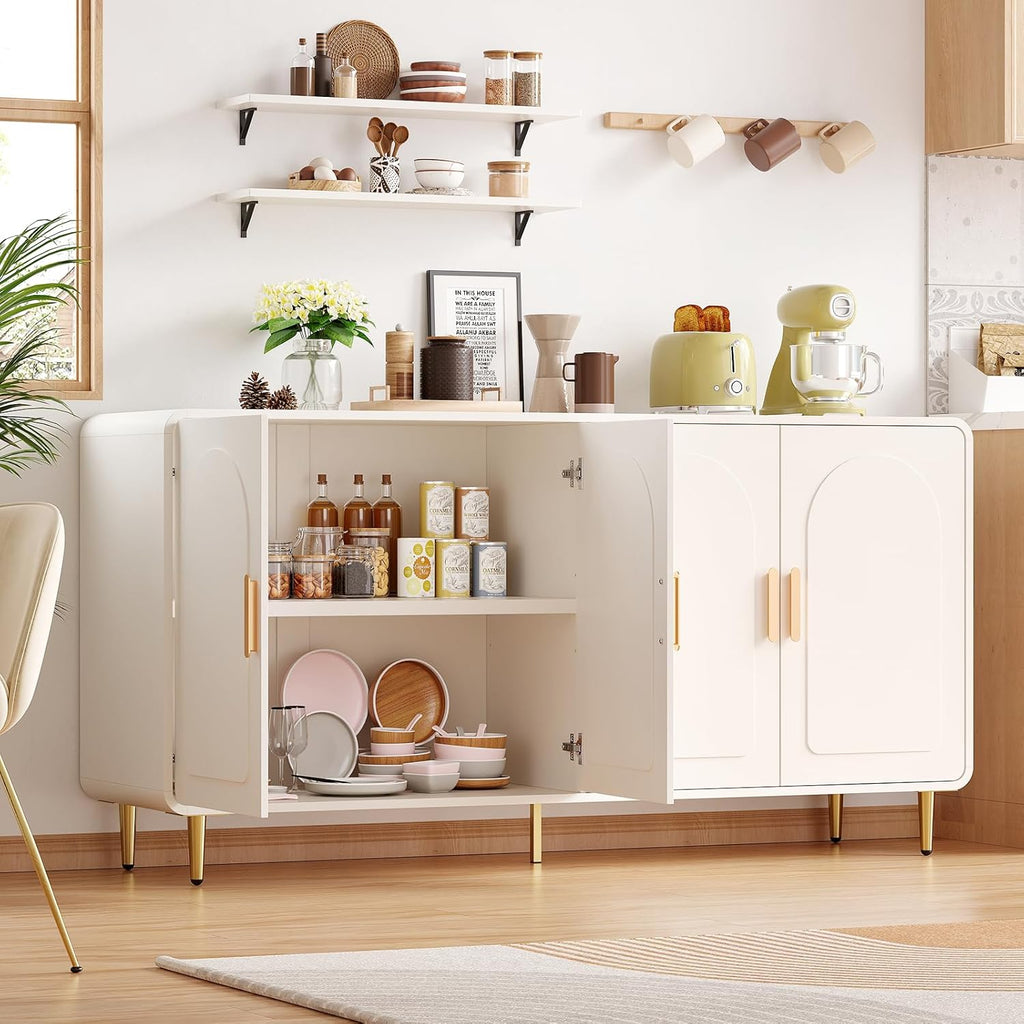 60" Sideboard Buffet Cabinet, Large Credenza Storage Cabinet, Modern Console Table with Doors and Shelves