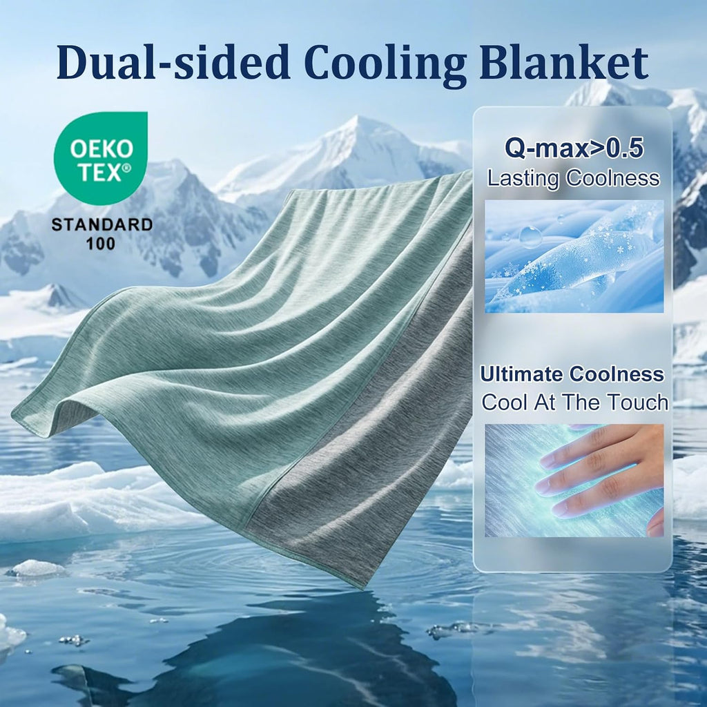 Double-Sided Cooling Blanket, Arc-Chill Q-Max >0.5 Cooling Fiber for Hot Sleepers Night Sweat Relief Lightweight