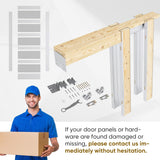 Pocket Door, 32" x 80" Concealed Sliding Closet Doors, 5 Lites Tempered Frosted Glass Pantry Doors, 