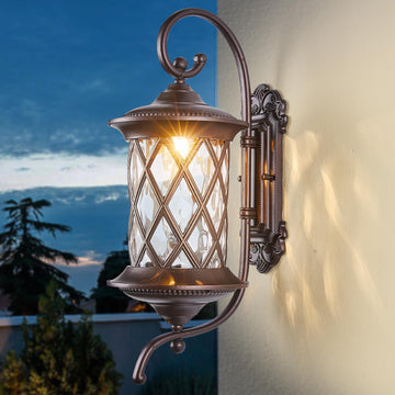 Oil Rubbed Bronze 24" Large Outdoor Coach Light Retro Exterior Waterproof Wall Lantern, Waterproof Aluminum Patio