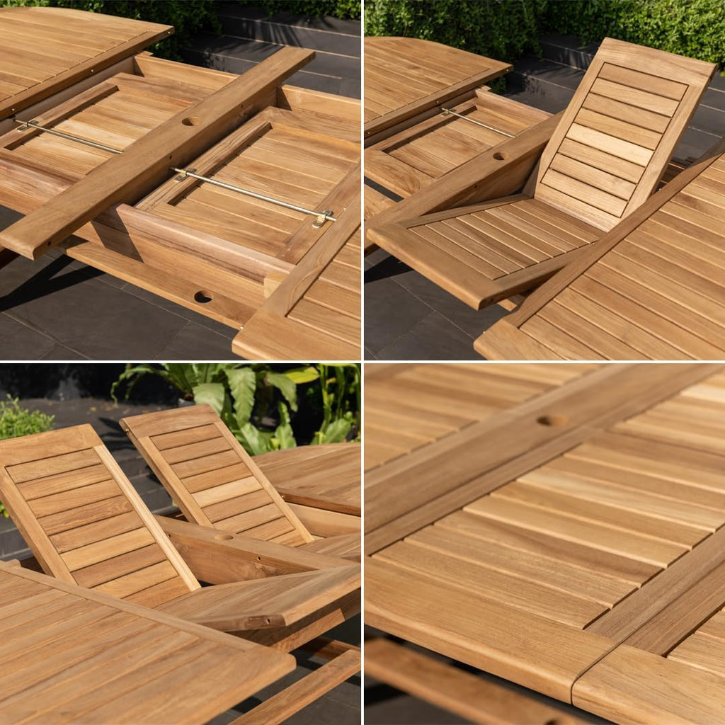 Greenville 9 Piece Teak Double Extendable Oval Dining Set