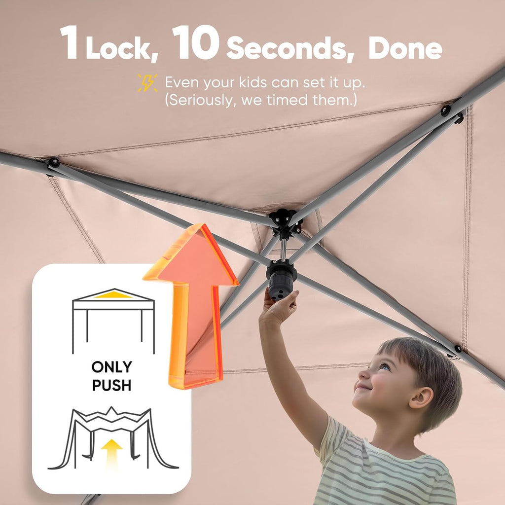 Privacy 10x10 Pop up Canopy Tent with Sidewalls and Roll-up Ventilated Windows, One Person Easy Setup