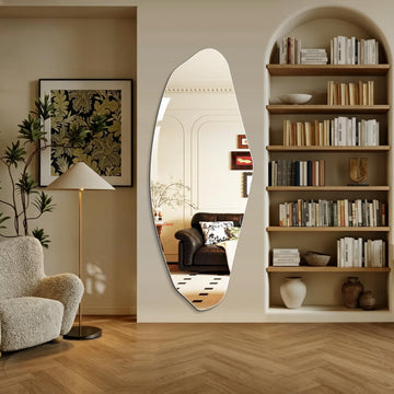 Irregular Full Length Mirror, Pebble Wall-Mounted Mirror, 61"×24"