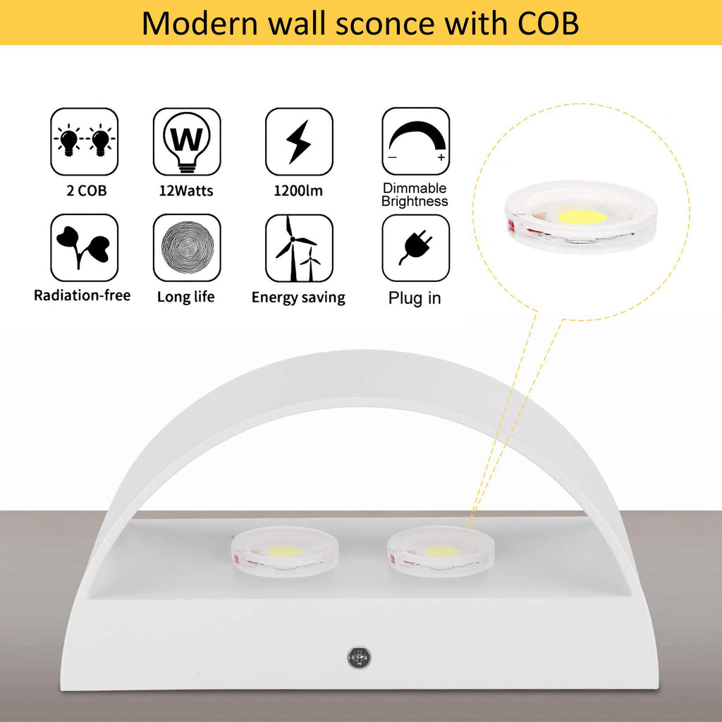 Plug in Wall Sconces LED, Warm White, Dimmable
