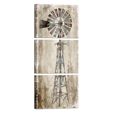 Rustic Farmhouse Style Rusty Windmill Picture Canvas Prints Wall Art Decor Wall Decoration Gallery Wrapped Artwork