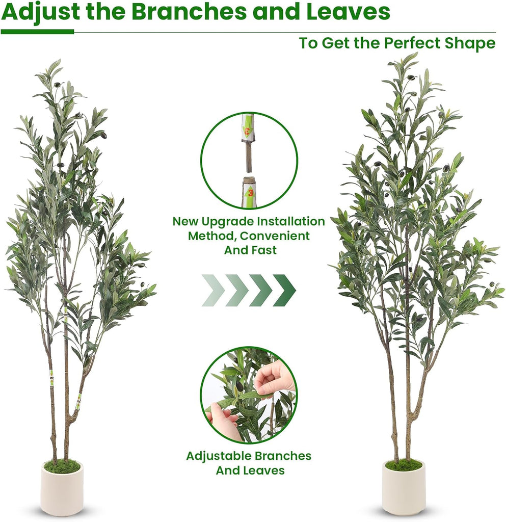 5ft Olive Trees Artificial Indoor & Outdoor, Faux Olive Tree with Lively Artificial Trunk and Lifelike Fruits, Fake