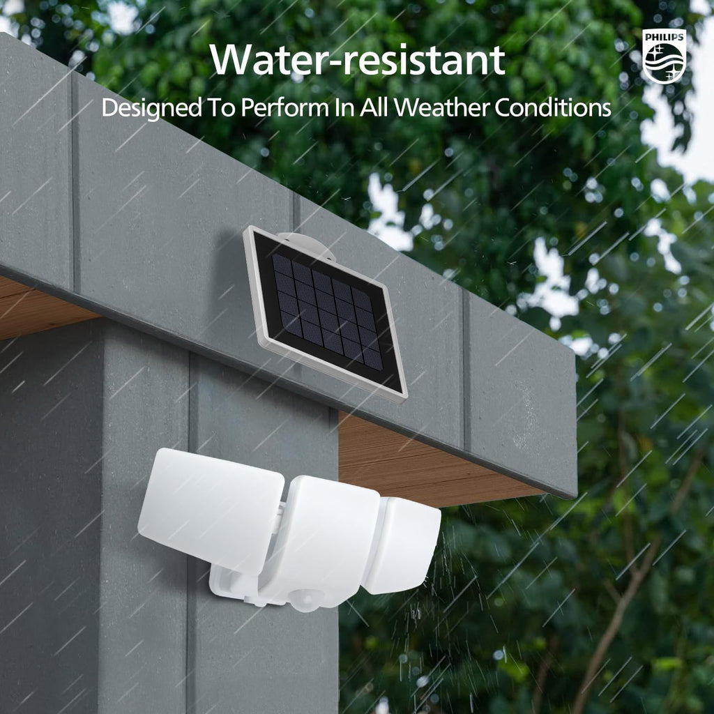 3600LM Solar Security Lights, 5000K Waterproof Dimmable LED Motion Sensor Outdoor Lights, 3 Adjustable Heads w/16ft