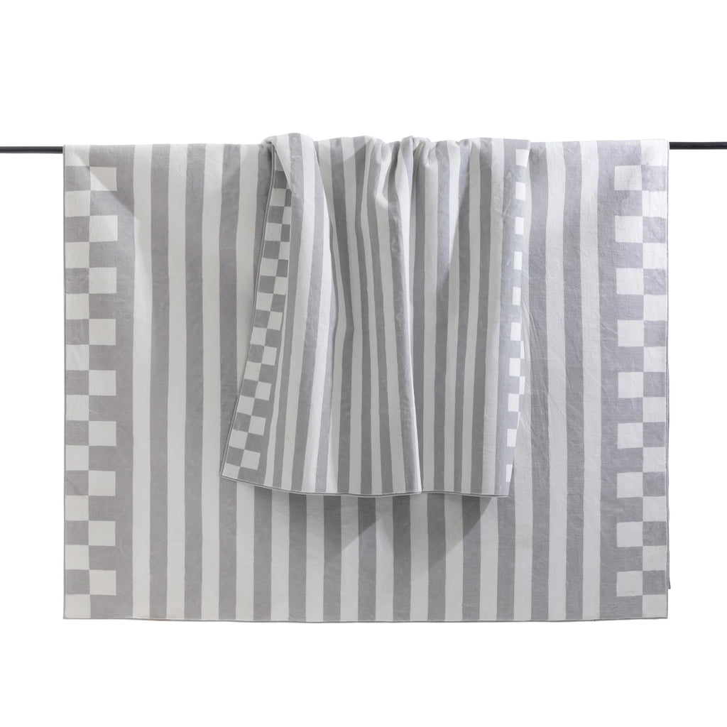 Gray Striped Area Rug Washable Low Pile Carpet