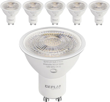 6 Pack GU10 LED Spotlight Bulbs,Dimmable, 5000K Daylight 582LM, 50W or 60W Halogen Equivalent,6W Recessed Light Bulbs