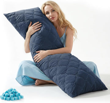 Cooling Body Pillow, Memory Foam Filled, Light Grey, 20x54 Inches
