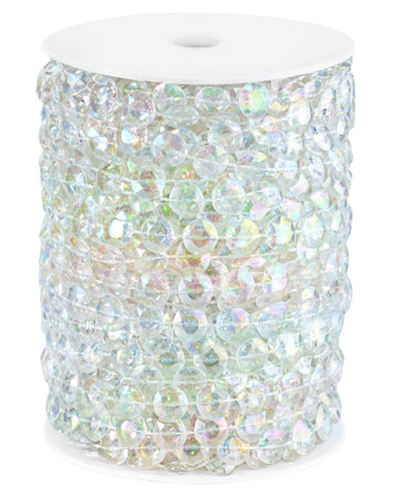 99FT Acrylic Crystal Garland, Iridescent Shimmer Diamond-Shaped Crystal Bead Strands, DIY Crystal Beads String Roll