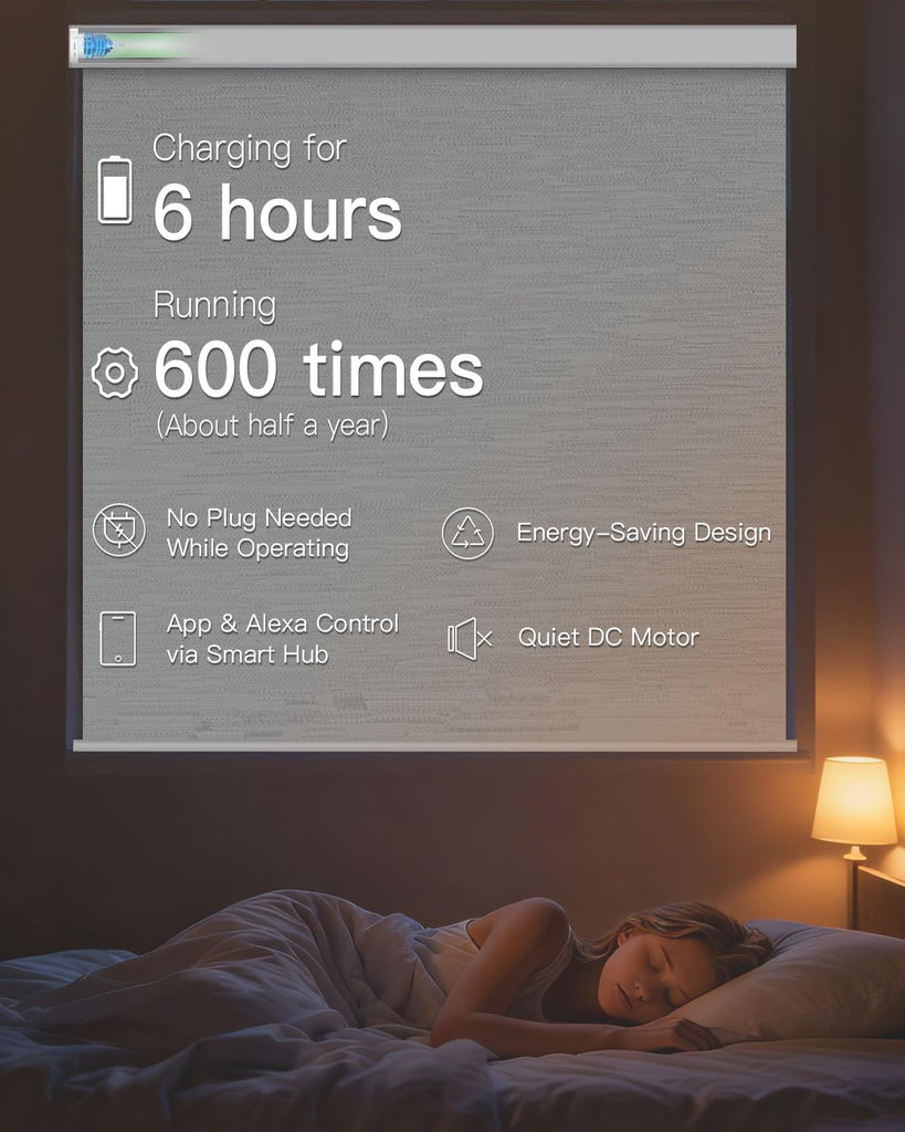 Motorized Roller Shade, Blackout Smart Window Blind with Remote