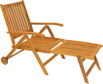 Acacia Wood Outdoor Patio Chaise Lounge Chair