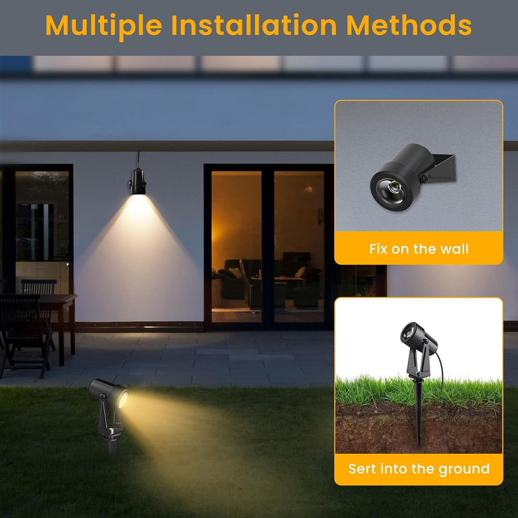 Low Voltage Landscape Lighting,4 Pack Outdoor LED Landscape Spotlights with Transformer 27V Garden Lights Pathway
