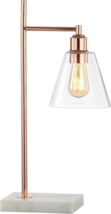 22.25" Copper Modern Glam Metal and Marble Table Lamp
