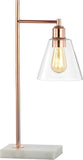 22.25" Copper Modern Glam Metal and Marble Table Lamp