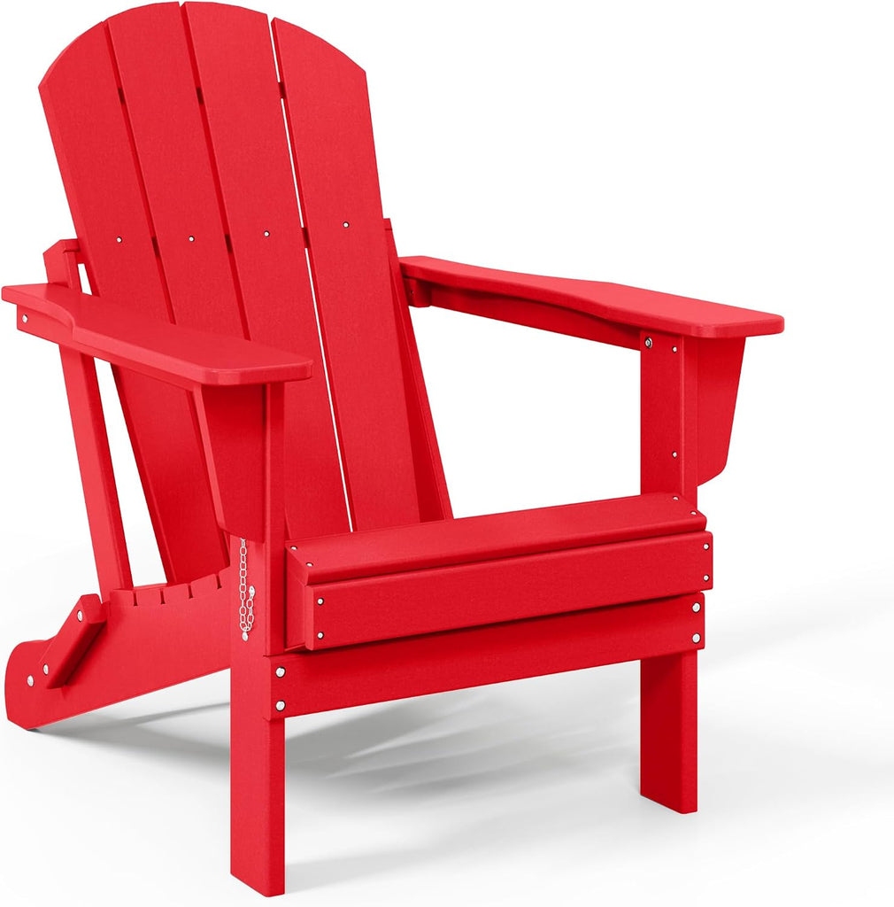 Malibu 2 Piece Set Outdoor Folding Poly Adirondack Chair, Red