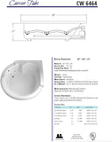 Tubs - CW6464 - Modern Acrylic Fiberglass Soaking Corner Bathtub - Drop in White Curved Rounded Acrylic Corner Bath