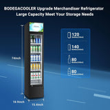 BODEGACOOLER Commercial Merchandiser Refrigerator, 5.7 Cu.Ft Single Swing Glass 