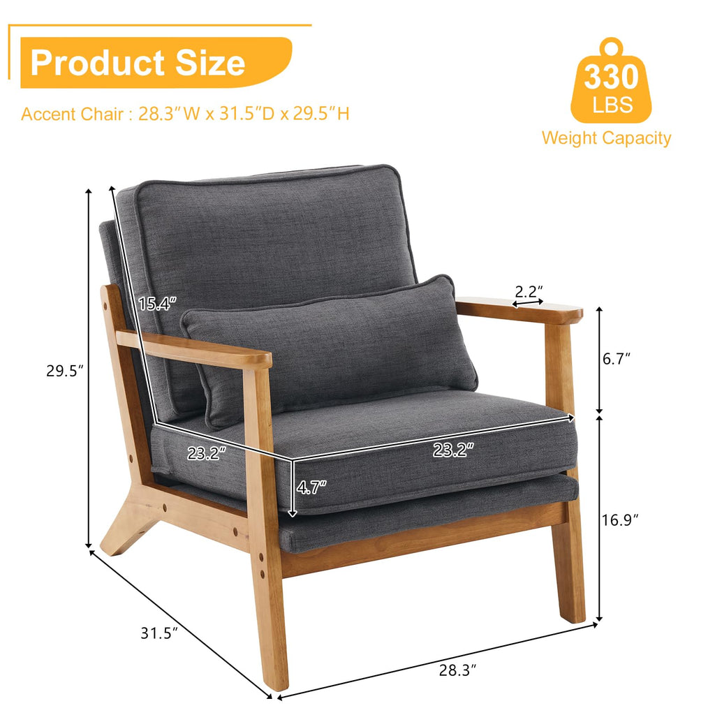 Mid-Century Lounge Accent Chair, Gray