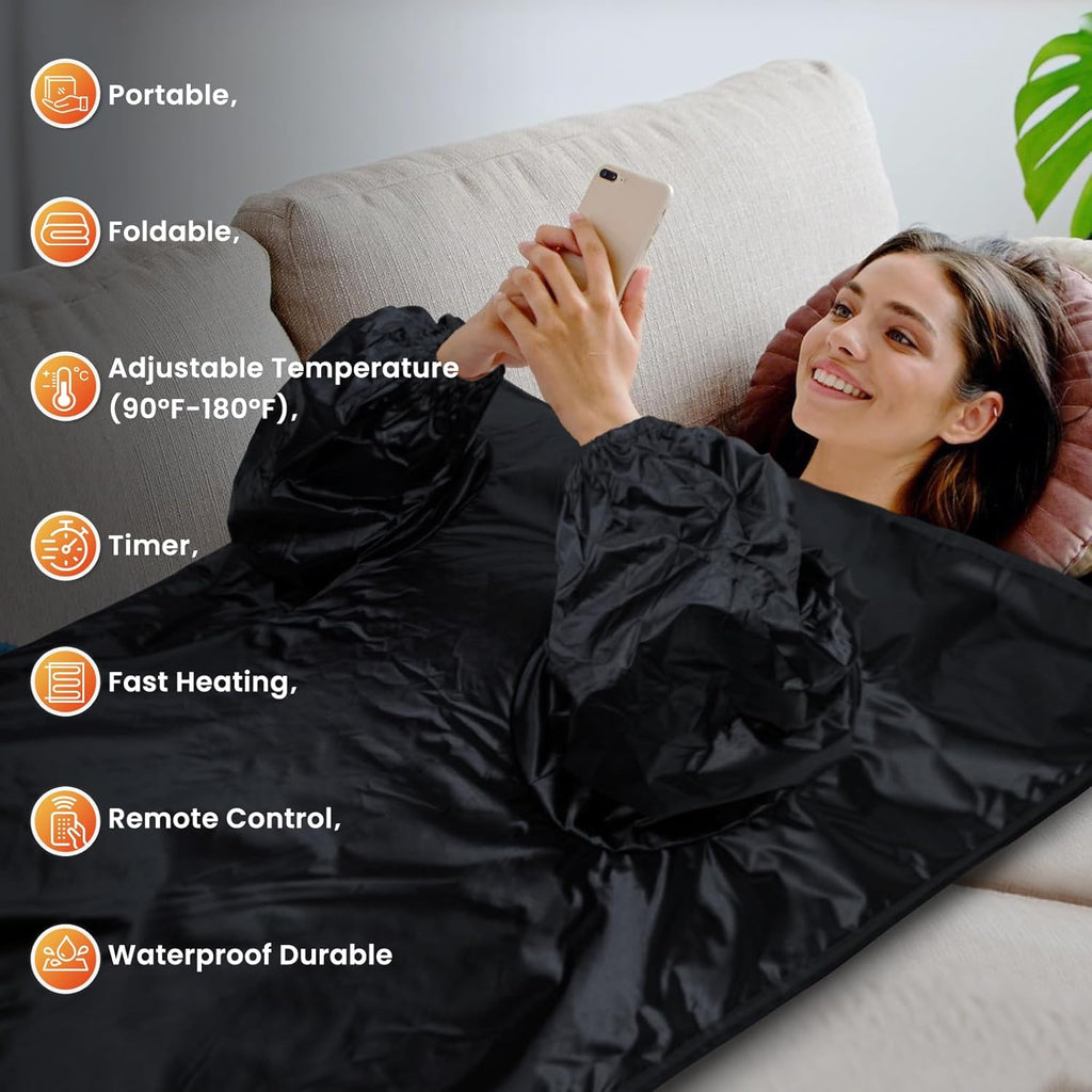 Sauna Blanket, Dual-Sided Temperature Control, Relieves Fatigue, Enhances Skin Elasticity