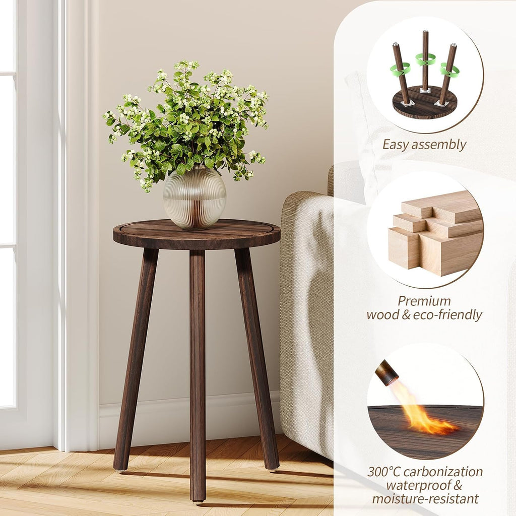 Plant Stand Indoor - 3-Pack Taller Single Wood Plant Stand for 6-12 Inch Pots, Mid-Century Modern Plants Stool for