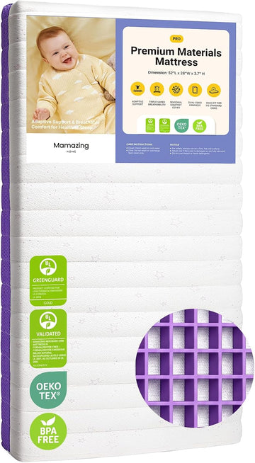Pro Baby Crib Mattress, 52" x 28" Dual-Sided Mattress | Fits Standard Crib & Toddler Bed, Breathable &