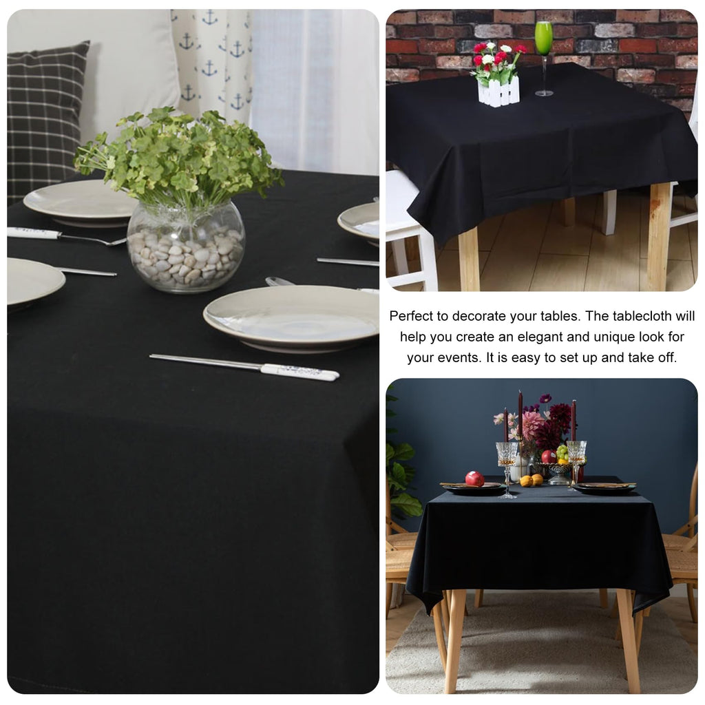 4 Pack Square Table Cloth 52x52 Inch Black Tablecloth Machine Washable Fabric Polyester Table Cover for Dining