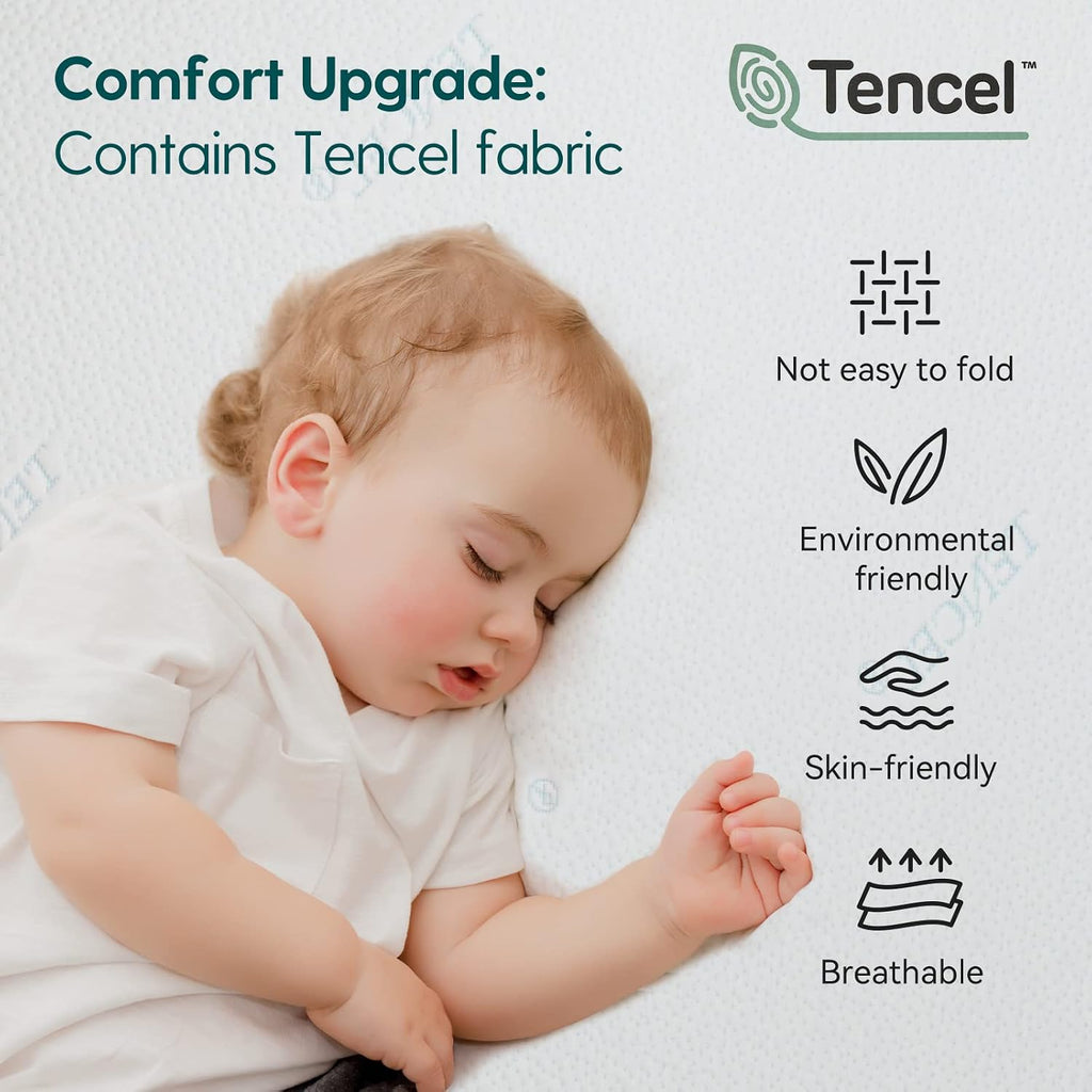Breathable Crib Mattress, Tencel Removable Cover, Memory Foam | Toddler Mattress with Waterproof Inner Liner