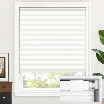 No Drill Cordless Cellular Shades, 17" W × 36" H, White