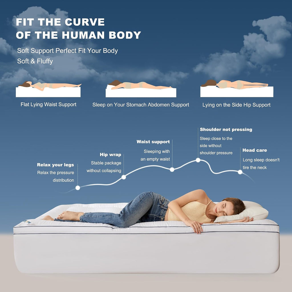 Queen Mattress Topper, Thick Pillow Top Bed Cover Soft Mattress Pad | Mattress Cover for Back Pain Relief,Cooling