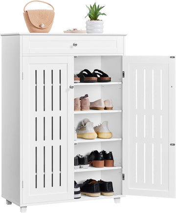 Shoe Storage Cabinet, 5 Tier Adjustable Shoes Organizer with Drawer, Freestanding Shoe Rack , Foyer, Hallway