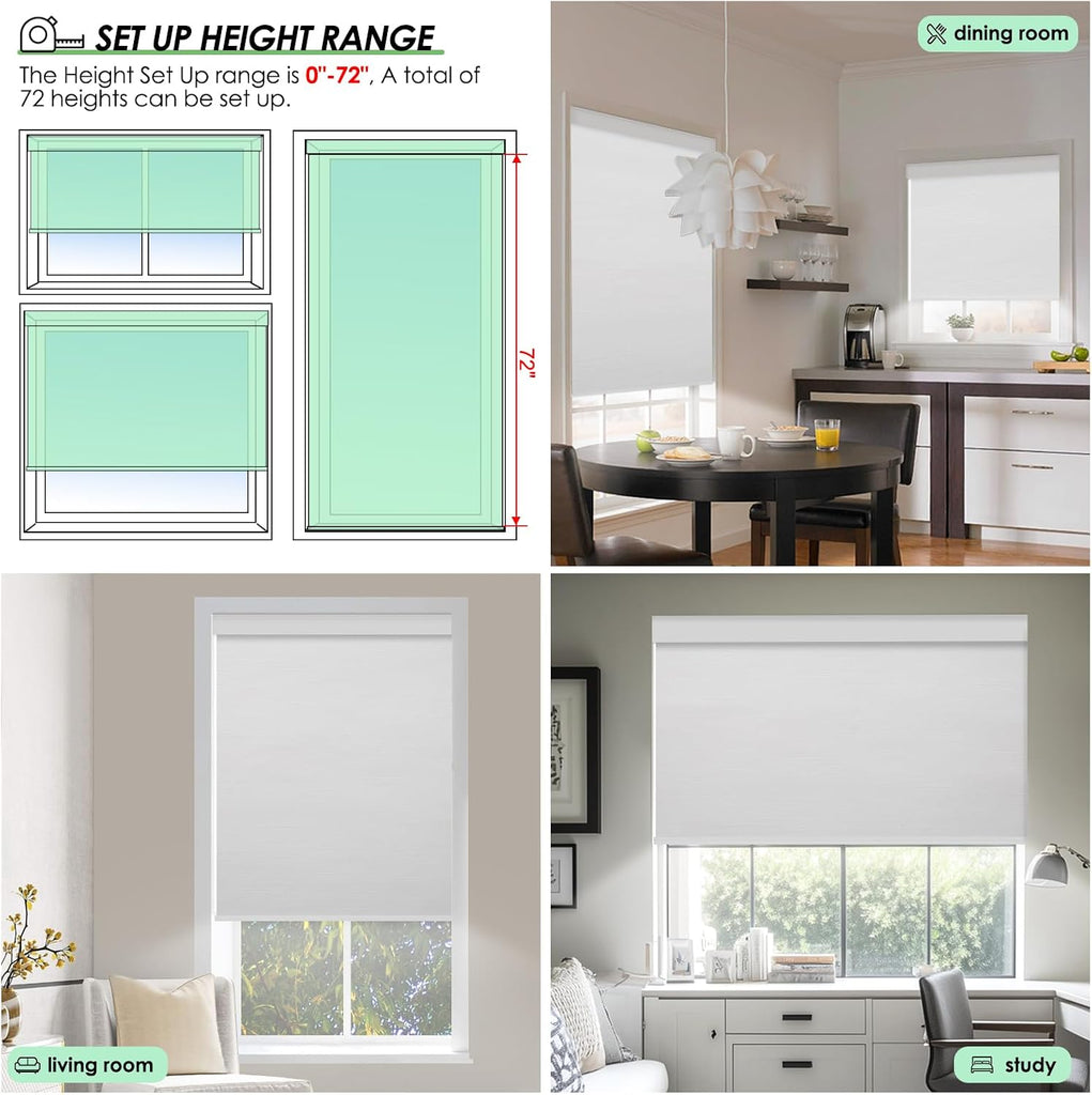 Motorized Blinds with Control cograded, Grey, 23" W x 72" H