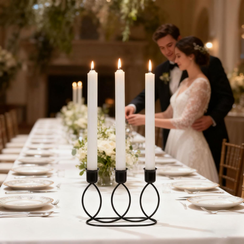 Black Candelabra Metal Candle Holders - 3 Arm Candlestick Holder for Theme Party Table Centerpiece Decoration Dining