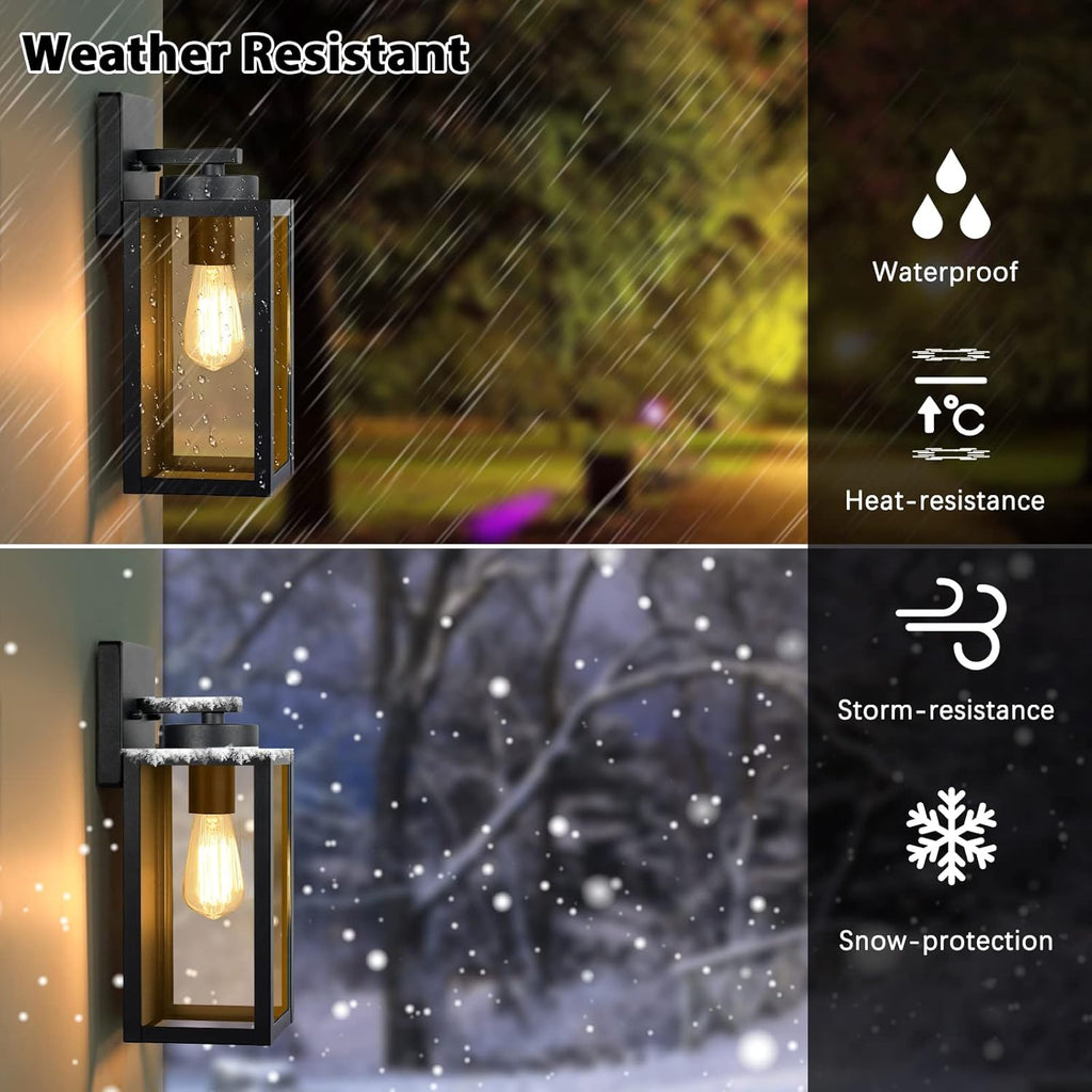 Outdoor Wall Light Fixtures, Exterior Waterproof Wall Lanterns, Porch Sconces Lighting with E26 Sockets & Glass Shades