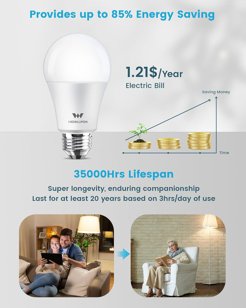 A19 LED Light Bulb, 9W E26 Lighting Bulbs(60 Watt Equivalent),5000K Cool White, 800LM Standard Base for Kitchen