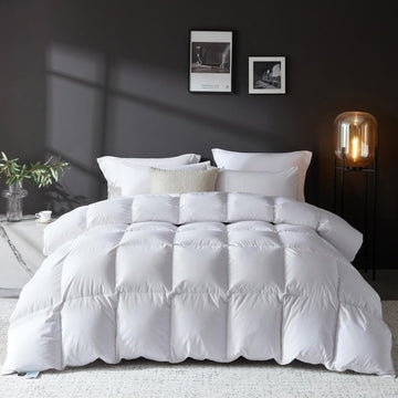 Goose Feather Down Fiber Comforter King, 100% Organic Cotton Fabric Duvet Insert,1200TC,750+FP, Hote