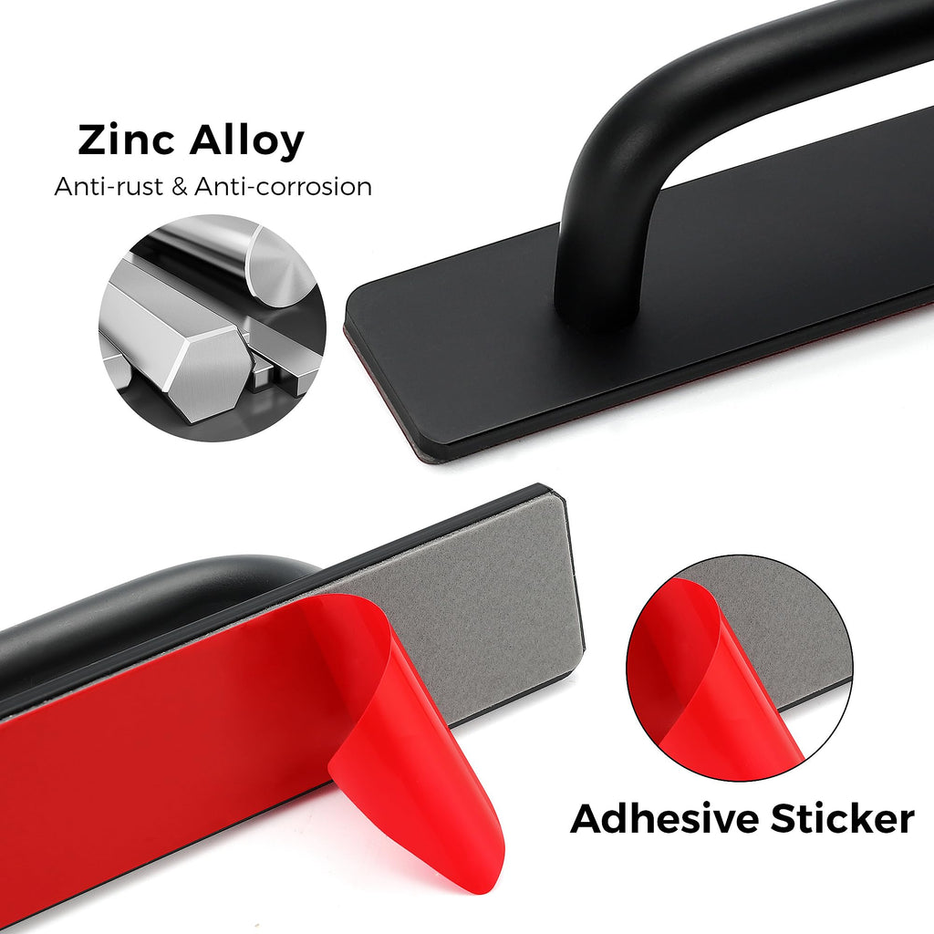Adhesive Cabinet Handles Stick on Pulls, Black 2 Pack